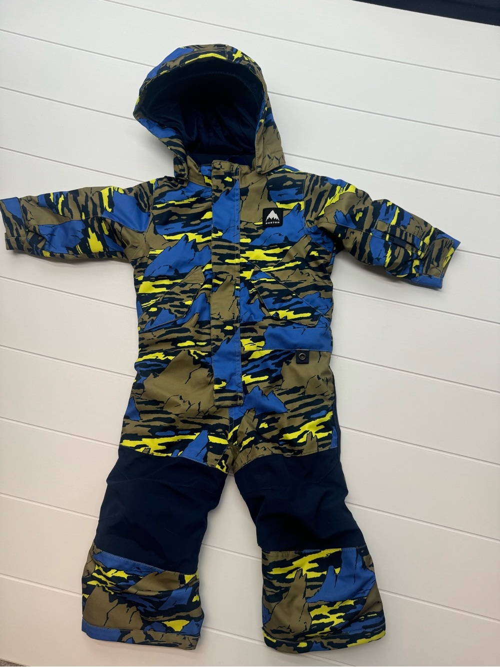 Burton Striker DryRide One Piece Snowsuit Kids Toddler Blue Yellow Camo